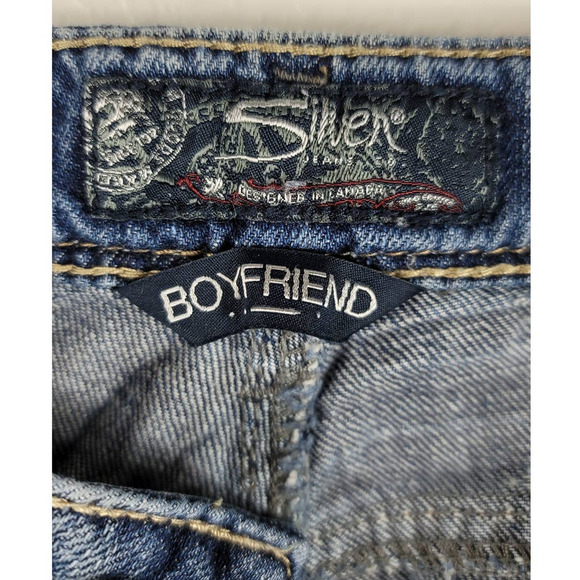 Silver Distressed Whiskering Distroyed Boyfriend Women's Jeans 28 - Picture 3 of 5